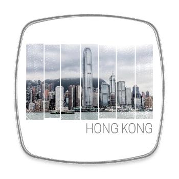 Hong Kong Island Skyline Vintage Panorama Souvenir - Viereckiger Kühlschrankmagnet - Weiß - Vorne
