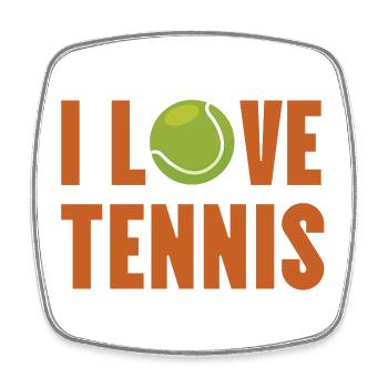 Ich liebe Tennis - Viereckiger Kühlschrankmagnet - Weiß - Vorne