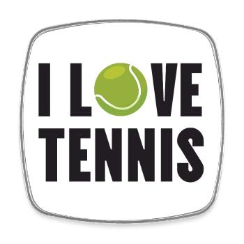 Ich liebe Tennis - Viereckiger Kühlschrankmagnet - Weiß - Vorne