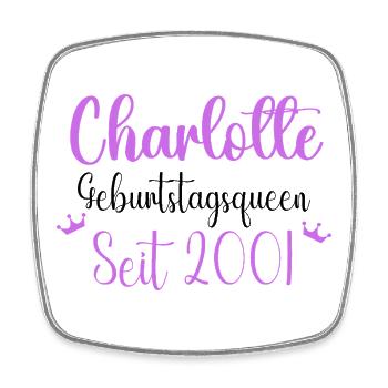Charlotte Geburtstagsqueen seit 2001 Geschenk - Viereckiger Kühlschrankmagnet - Weiß - Vorne