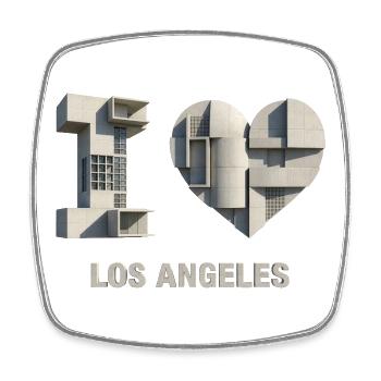 LOS ANGELES – Modern Concrete Lettering - Viereckiger Kühlschrankmagnet - Weiß - Vorne