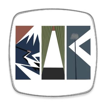 Piece Of Japan – Moderne japanische Kunst - Viereckiger Kühlschrankmagnet - Weiß - Vorne