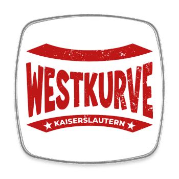 Kaiserslautern Stadium Westkurve Hoodie, Shirt - Square fridge magnet - white - Front