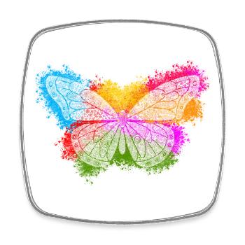 Zentangle-Schmetterling - Viereckiger Kühlschrankmagnet - Weiß - Vorne
