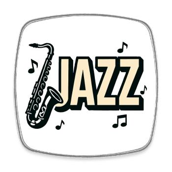 Typografie, Jazz, Saxophon, Musiknoten - Viereckiger Kühlschrankmagnet - Weiß - Vorne