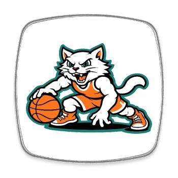 Basketball Cat Dunk - Square fridge magnet - white - Front