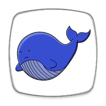Cute Blue Whale Kawaii Ocean Animal Cartoon  - Square fridge magnet - white - Front