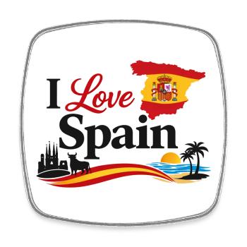 I Love Spain – Spanish Symbols and Colours - Square fridge magnet - white - Front
