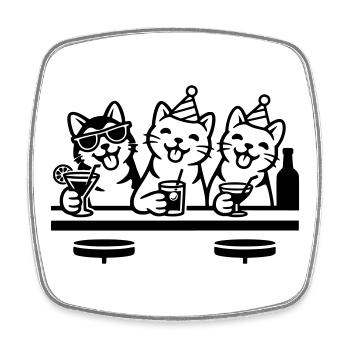 Party Katzen Kater Bar Trinken - Viereckiger Kühlschrankmagnet - Weiß - Vorne