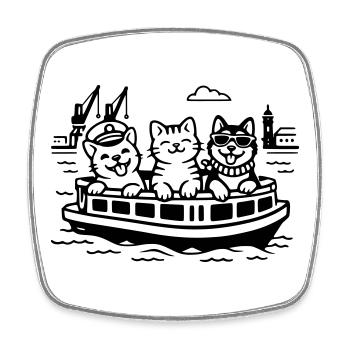 Hafen Katzen Hunde Hafenrundfahrt Hamburg  - Viereckiger Kühlschrankmagnet - Weiß - Vorne