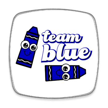 Funny Crayon Blue Team - Square fridge magnet - white - Front