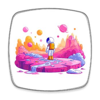 Neonplanet Astronaut - Viereckiger Kühlschrankmagnet - Weiß - Vorne