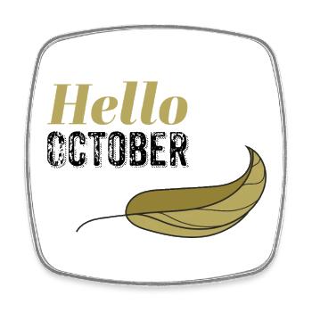 Oktober Goldenes Hallo Blatt-Design - Viereckiger Kühlschrankmagnet - Weiß - Vorne