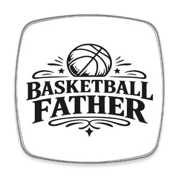 Basketball-Vater Retro-Sportdesign - Viereckiger Kühlschrankmagnet - Weiß - Vorne