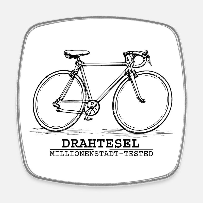 Drahtesel - Viereckiger Kühlschrankmagnet - Weiß