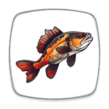 Perch Cartoon Fish - Square fridge magnet - white - Front