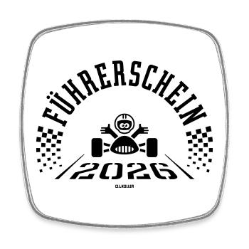 Driver's license 2026 (novice driver / Black) - Square fridge magnet - white - Front