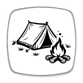 Camping sur le feu de camp sous tente - Magnet carré - blanc - Devant