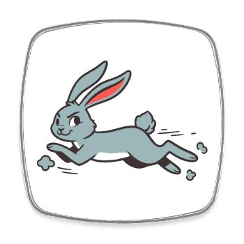 Running Bunny Rabbit Long-Eared Comic Funny - Square fridge magnet - white - Front