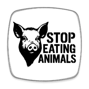 Pig's Head Protest Stops Animal Eating - Square fridge magnet - white - Front
