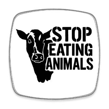 Stoppt Tierleid: Kein Fleisch - Viereckiger Kühlschrankmagnet - Weiß - Vorne
