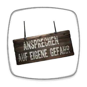 Ansprechen auf eigene Gefahr – Humor Schild - Viereckiger Kühlschrankmagnet - Weiß - Vorne