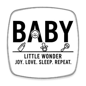 Baby Little Wonder Minimalist Design - Square fridge magnet - white - Front