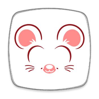 Maus | Big Face Kostüm Karneval Verkleidung - Viereckiger Kühlschrankmagnet - Weiß - Vorne