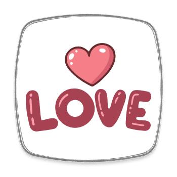 Coeur Love Bubble - Magnet carré - blanc - Devant