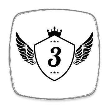 3 Blason - Magnet carré - blanc - Devant