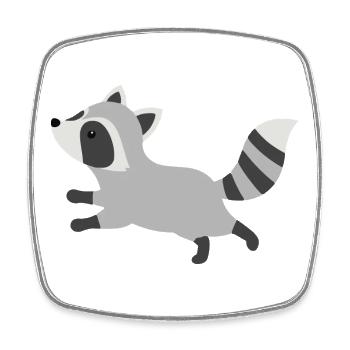 Süßer laufender Waschbär minimalistischen Stil - Viereckiger Kühlschrankmagnet - Weiß - Vorne