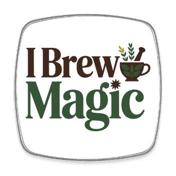 Herbalist I Brew Magic Professional Clinical DC  - Square fridge magnet - white - Front