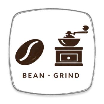 BEAN . GRIND . COFFEE . KAFFEE - Viereckiger Kühlschrankmagnet - Weiß - Vorne