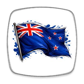 Neuseeland Flagge - Viereckiger Kühlschrankmagnet - Weiß - Vorne