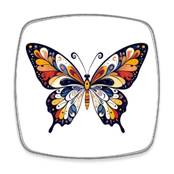 Bunter abstrakter Schmetterling Farben Kunst - Viereckiger Kühlschrankmagnet - Weiß - Vorne