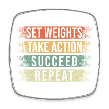 Fitness Motivation Bodybuilder Set Weights - Viereckiger Kühlschrankmagnet - Weiß - Vorne