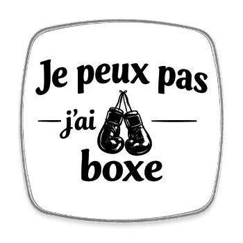 Je peux pas j’ai boxe – Humour sport passion ring - Magnet carré - blanc - Devant