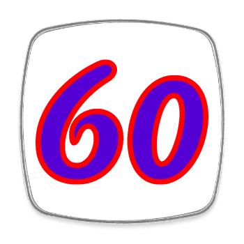 60. 60 JAHRE. 60-JÄHRIGES JUBILÄUM. 60. GEBURTSTAG. - Viereckiger Kühlschrankmagnet - Weiß - Vorne