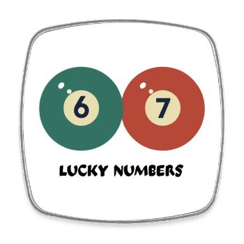 67 Lucky Numbers - Pool‑Billard Vintage Design - Viereckiger Kühlschrankmagnet - Weiß - Vorne