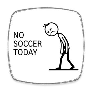 Kein Fußball Heute - Lustiges Trauriges Stickman  - Viereckiger Kühlschrankmagnet - Weiß - Vorne