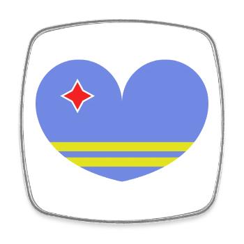 Aruba flag heart - Square fridge magnet - white - Front