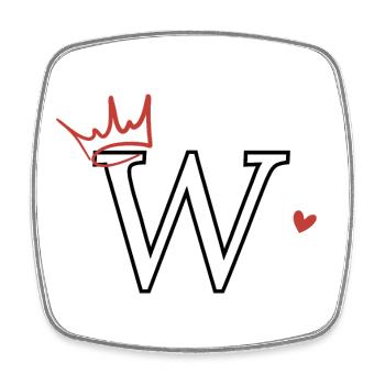 Letter w Crown Heart - Square fridge magnet - white - Front