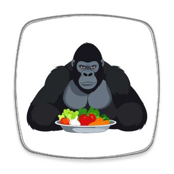 Gorille cool avec motif de singe en assiette de légumes - Magnet carré - blanc - Devant