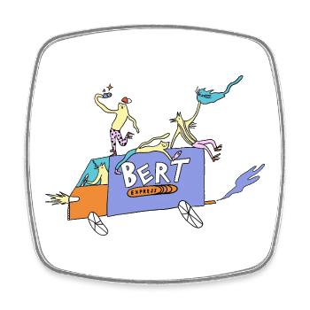 Bert_Express - Square fridge magnet - white - Front