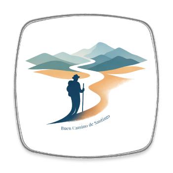 Buen Camino de Santiago Painting - Square fridge magnet - white - Front