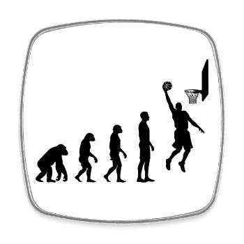 Évolution du basket-ball : d’humain à joueur de basket - Magnet carré - blanc - Devant