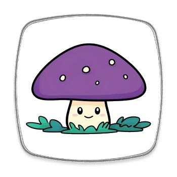 Héros Câlin Champignon Violet - Magnet carré - blanc - Devant