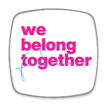 We belong together Neon Script - Viereckiger Kühlschrankmagnet - Weiß - Vorne