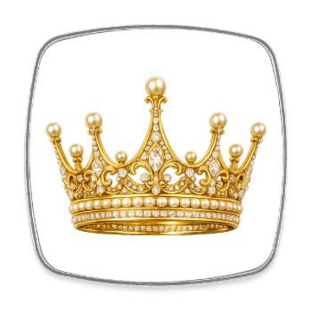 Couronne royale dorée avec des perles - Magnet carré - blanc - Devant