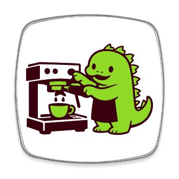 Cute Coffee Dragon - Square fridge magnet - white - Front